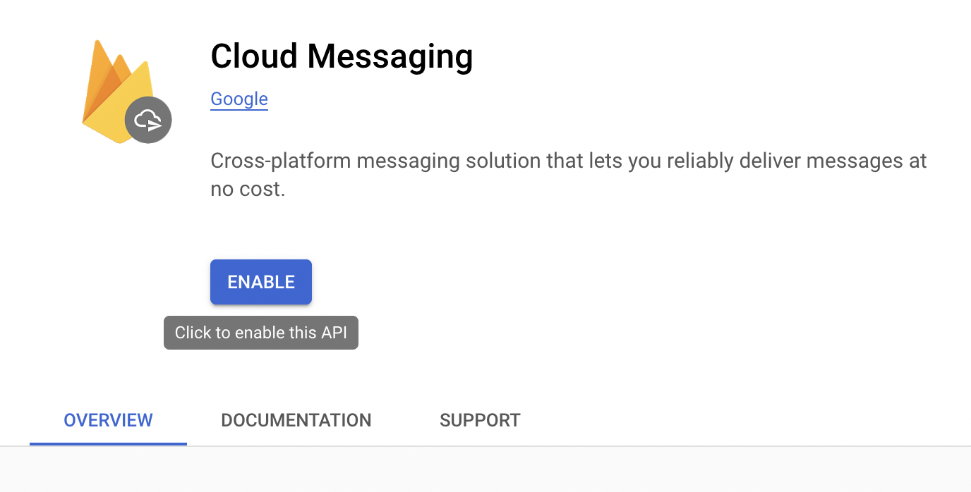 Google Cloud Console - Enable Cloud Messaging API